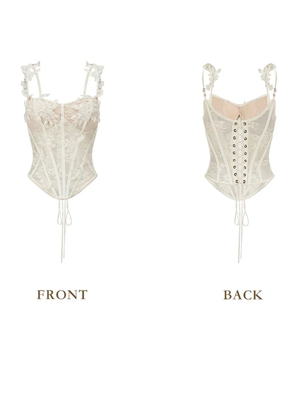 Lace Floral Corset Bustier in Cream